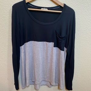 Anthropologie Bordeaux long sleeve color block tee